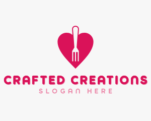 Pink Heart Fork logo design