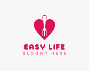 Pink Heart Fork logo design