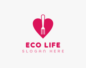 Pink Heart Fork logo design