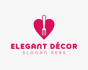 Pink Heart Fork logo design