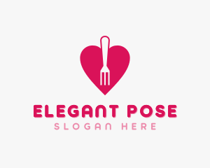 Pink Heart Fork logo design