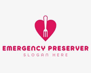 Pink Heart Fork logo design