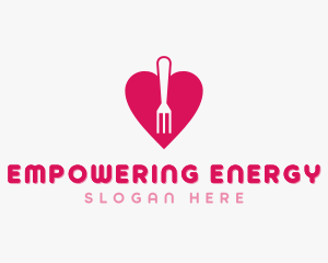 Pink Heart Fork logo design