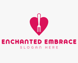 Pink Heart Fork logo design