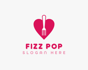 Pink Heart Fork logo design