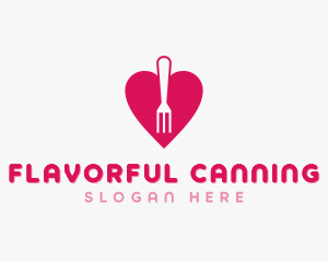 Pink Heart Fork logo design