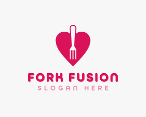 Pink Heart Fork logo design