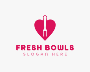 Pink Heart Fork logo design