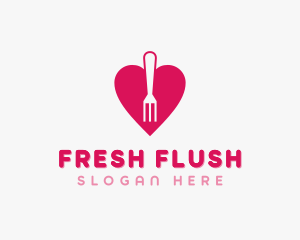 Pink Heart Fork logo design