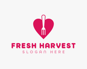 Pink Heart Fork logo design