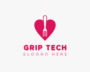 Pink Heart Fork logo design