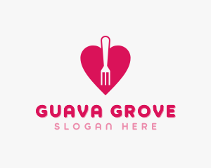 Pink Heart Fork logo design