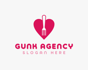 Pink Heart Fork logo design