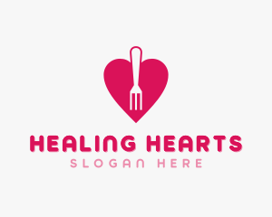 Pink Heart Fork logo design