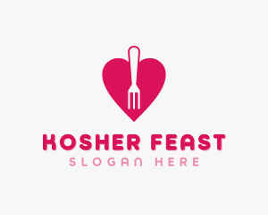 Pink Heart Fork logo design