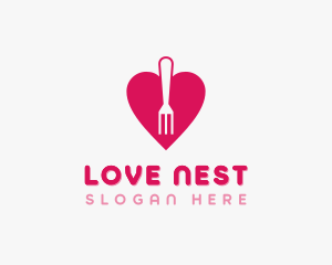 Pink Heart Fork logo design