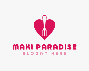 Pink Heart Fork logo design