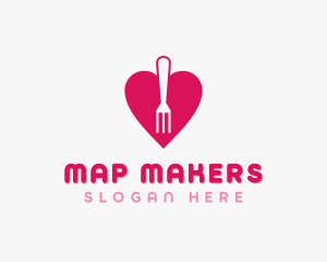 Pink Heart Fork logo design