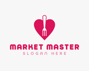 Pink Heart Fork logo design