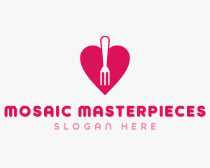 Pink Heart Fork logo design