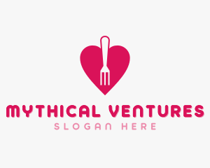 Pink Heart Fork logo design