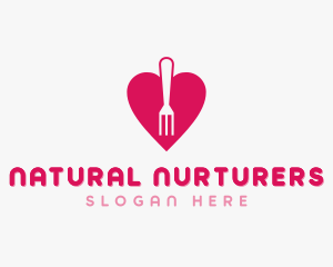 Pink Heart Fork logo design