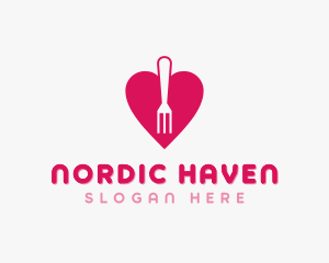 Pink Heart Fork logo design