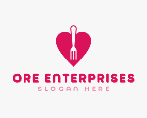 Pink Heart Fork logo design