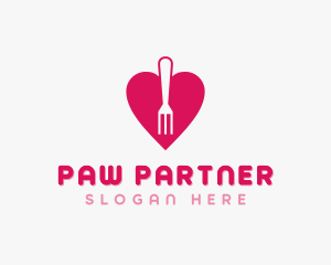 Pink Heart Fork logo design