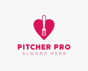 Pink Heart Fork logo design