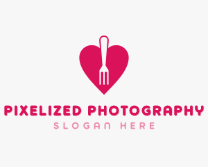 Pink Heart Fork logo design