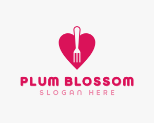 Pink Heart Fork logo design