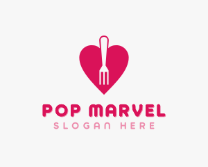 Pink Heart Fork logo design