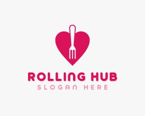 Pink Heart Fork logo design