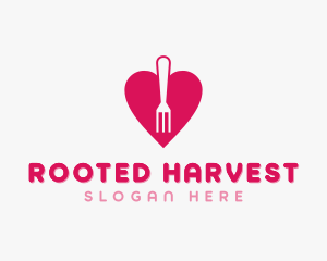 Pink Heart Fork logo design