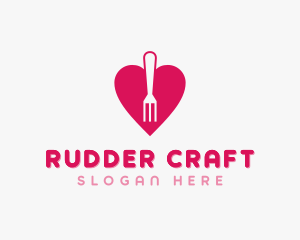 Pink Heart Fork logo design