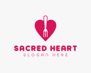 Pink Heart Fork logo design