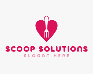 Pink Heart Fork logo design