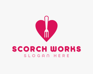 Pink Heart Fork logo design