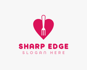 Pink Heart Fork logo design