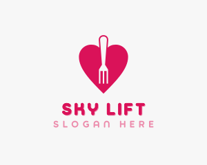 Pink Heart Fork logo design