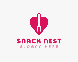 Pink Heart Fork logo design