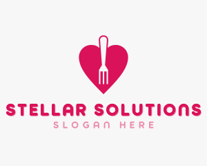 Pink Heart Fork logo design