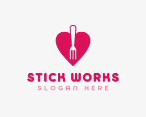 Pink Heart Fork logo design