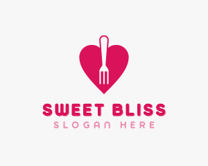 Pink Heart Fork logo design