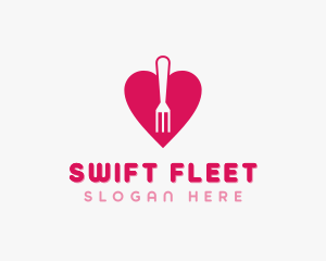 Pink Heart Fork logo design