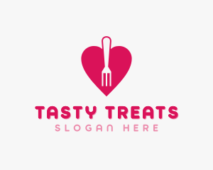 Pink Heart Fork logo design