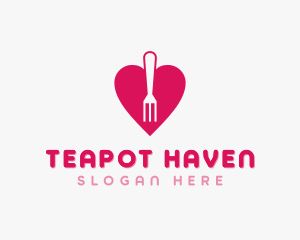 Pink Heart Fork logo design