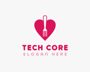 Pink Heart Fork logo design