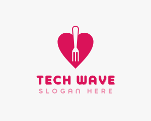 Pink Heart Fork logo design